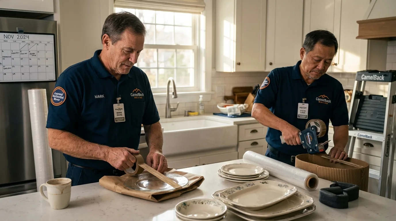 Professional crew packing kitchen dishware in Gaston, SC